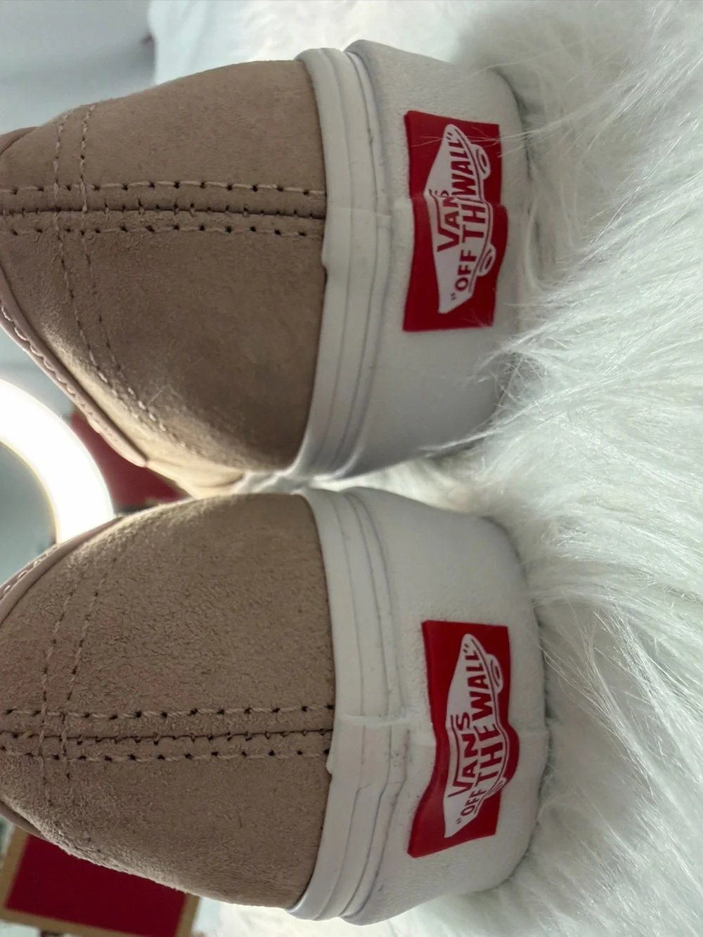 NIB Vans Authentic Suede Lace-Up Platform Sneakers in Dusty Pink and White - Picture 5 of 7